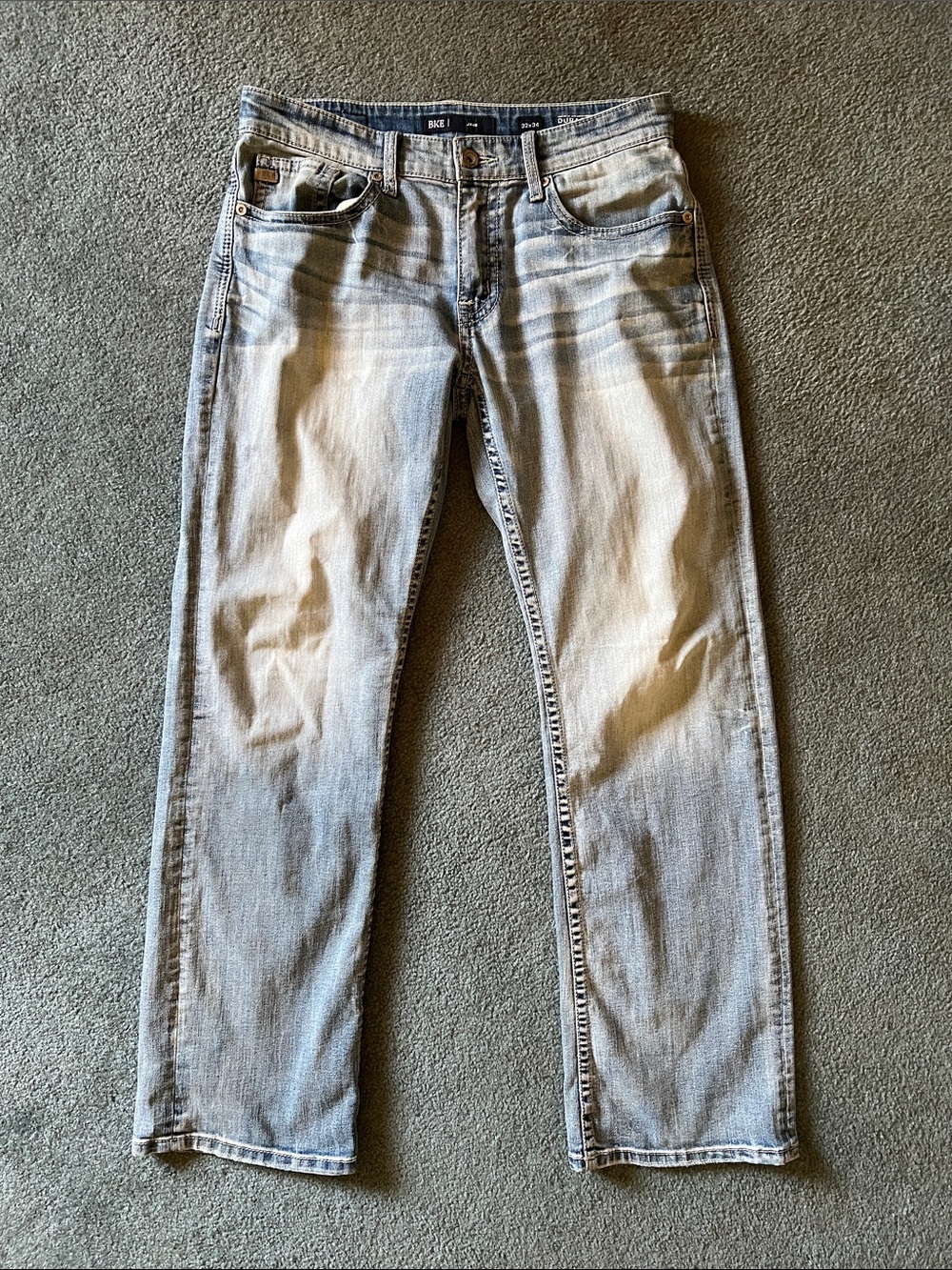 BKE-Jake Jeans 32x34 Men’s Straight Jeans - Light Blue Wash